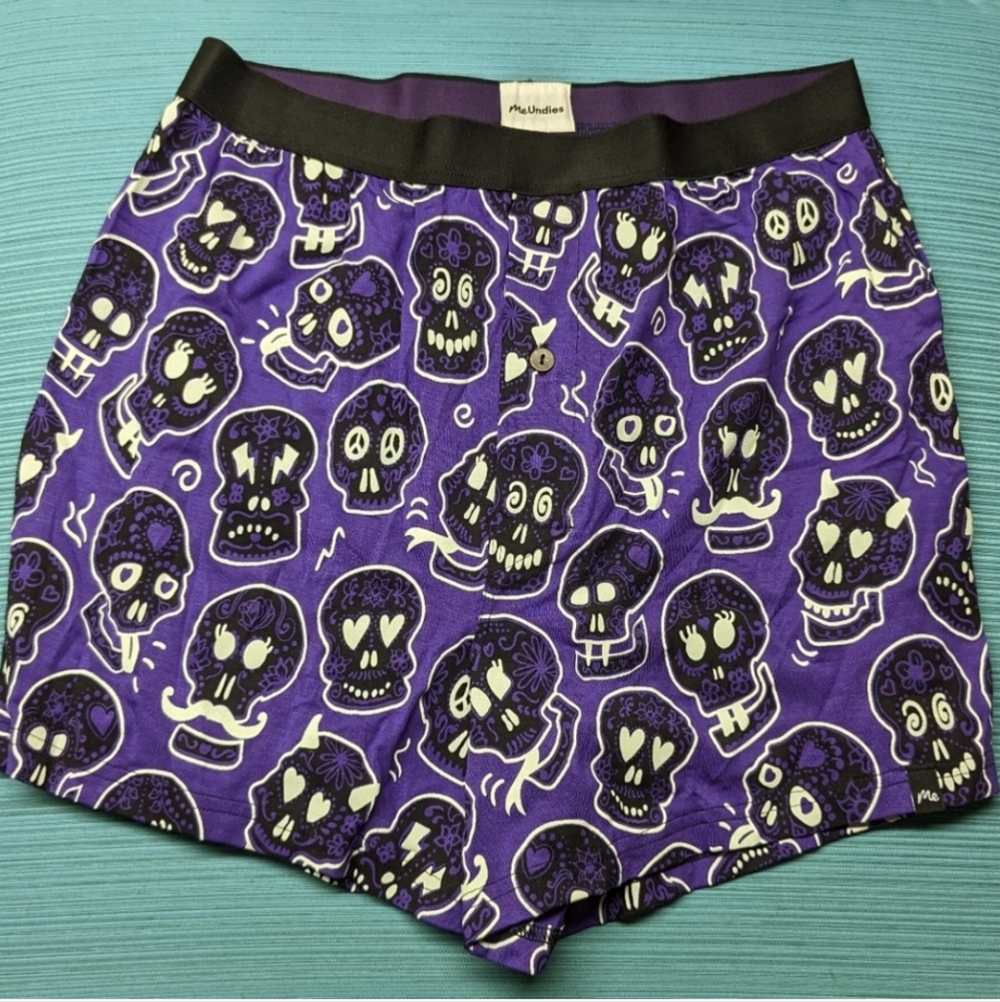 NWOT MeUndies Glow in the Dark Skull Men's Button Boxers Medium - Picture 2 of 8